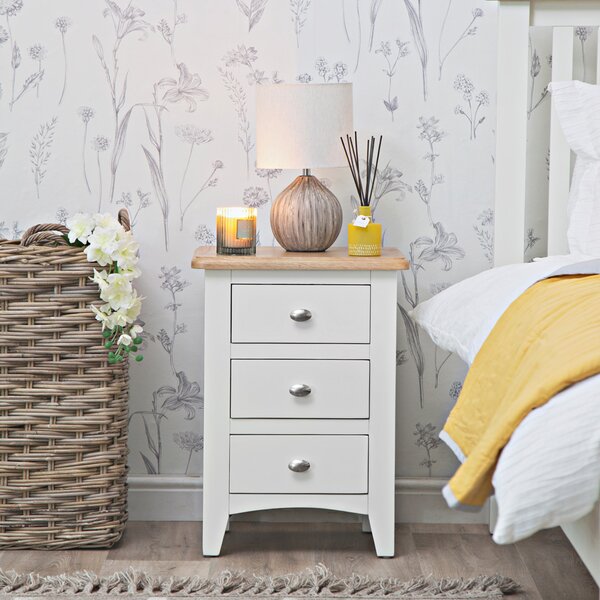 Gloucester White Painted Large 3 Drawer Bedside Table