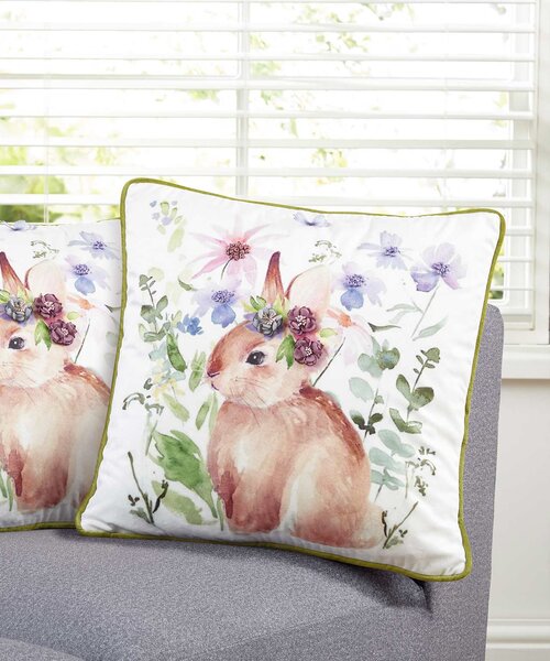 Damart Pack of 2 Rabbit embroidered cushion covers