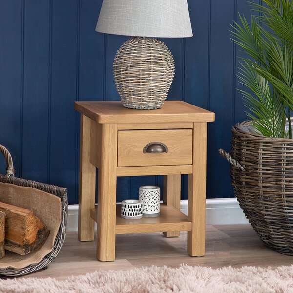 Rutland Oak Lamp Table with Drawer