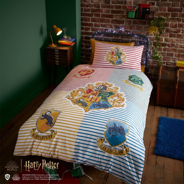 Harry Potter Houses Duvet Cover and Pillowcase Set MultiColoured