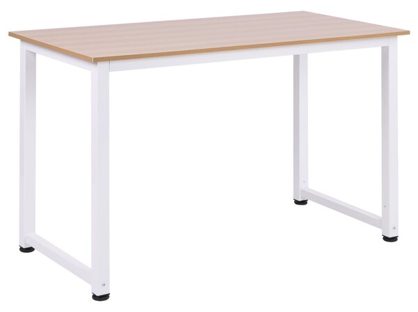 HOMCOM Adjustable Computer Desk, PC Writing Table for Home Office, Stable Workstation with Metal Frame, Oak and White