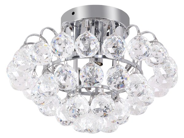 HOMCOM Crystal Ceiling Lamp Chandelier Hallway Flush Mount Pendant 3 Light Ф30cm Silver