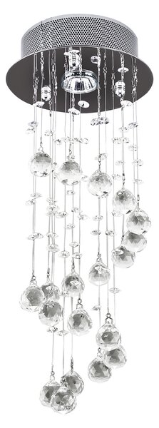 HOMCOM Metal Crystal Ceiling Light Chandelier Elegant Pendant Lamp Living Room Stairway Stairway Spiral Rain Drop Pendant Lamp Silver