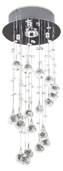 HOMCOM Metal Crystal Ceiling Light Chandelier Elegant Pendant Lamp Living Room Stairway Stairway Spiral Rain Drop Pendant Lamp Silver Aosom UK