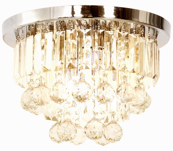 HOMCOM Round Crystal Lamp Chandelier Ceiling Mount Fixture For Living Room Dining Room Hallway Modern (7 Light), Ф35 x 24cm
