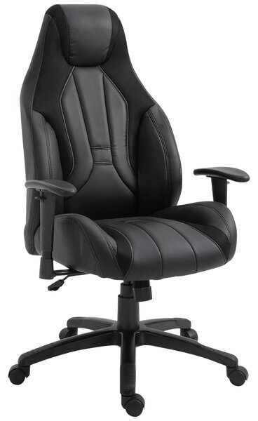 Vinsetto High Back Executive Office Chair Mesh & Fuax Leather Gaming Gamer Chair with Swivel Wheels, Adjustable Height and Armrest, Black