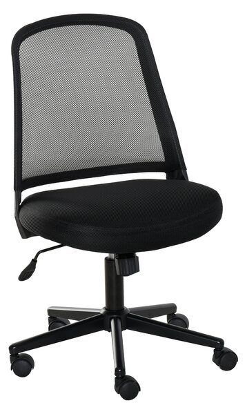 Vinsetto Swivel Mid Back Office Chair Mesh Fabric Computer Home Study Bedroom Conference Armless Leisure Chair with Wheels, Black