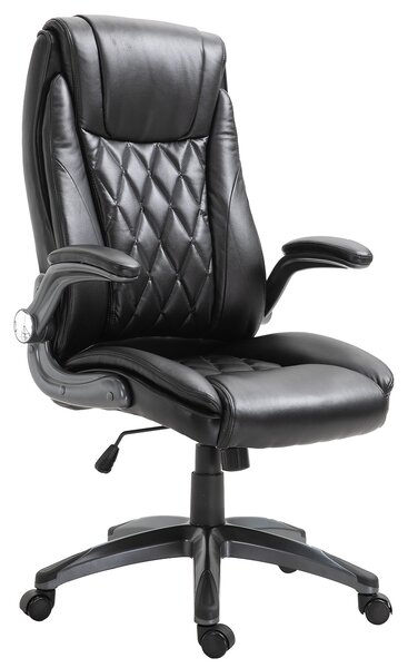 Vinsetto High Back Executive Office Chair Home Swivel PU Leather Ergonomic Chair, with Flip-up Arm, Wheels, Adjustable Height, Black