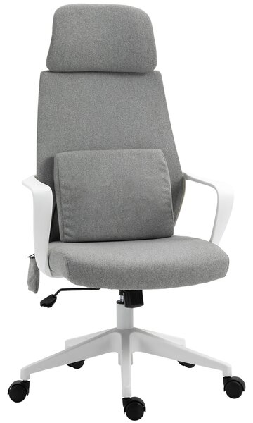 Vinsetto Ergonomic Office Chair & Massage Pillow Adjustable Height Headrest w/ Wheels High Back Armrest Rocking Home Study Grey