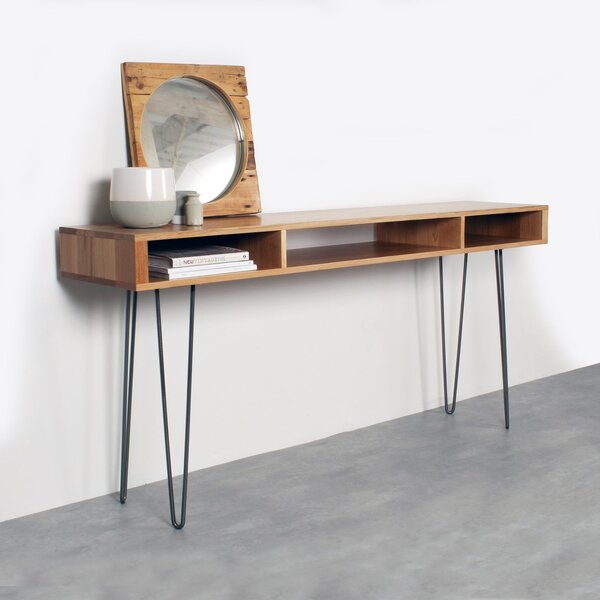 Marston Wide Console Table on Mid Century Hairpin Legs