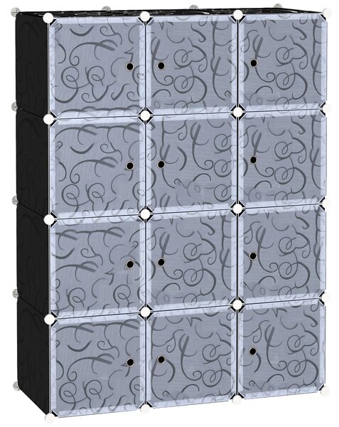 HOMCOM Modular Wardrobe: Interlocking Plastic Cubes for Bedroom Clothes Storage, White Organiser