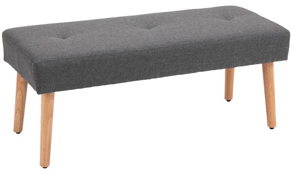 HOMCOM Multifunctional Shoe Bench Tufted Upholstered Ottoman Footstool Linen Fabric for Entryway Living Room Grey