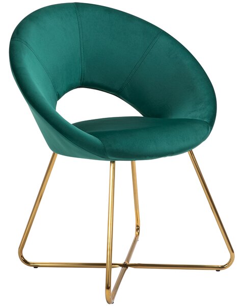 HOMCOM Modern Accent Chairs Velvet Upholstered Armchair with Gold Legs for Living room Bedroom Dinning Room Green