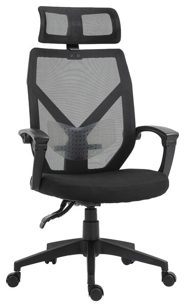 Vinsetto High Back Home Mesh Office Chair Swivel Reclining w/ Lumbar Support Height Adjustable Free Moving Suitable For Working Relaxing Black
