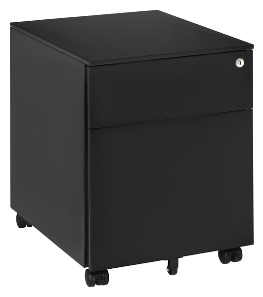Vinsetto Steel Vertical File Cabinet, Lockable with Pencil Tray and Casters, for A4, Letters, Legal Files, 39 x 48 x 48.5cm