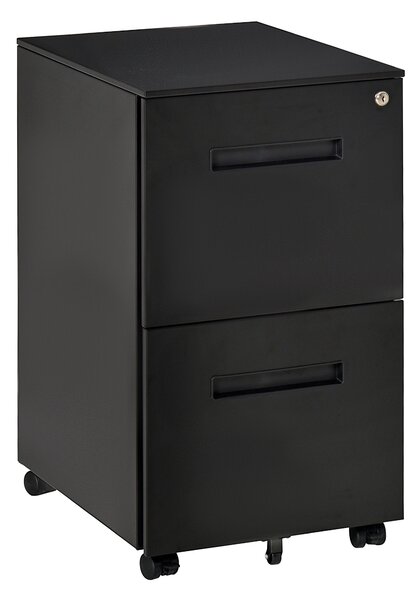 Vinsetto 2-Drawer Mobile File Cabinet for A4 File, Mobile File Cabinet Vertical Organizer Filing Furniture with Adjustable Partition, Black