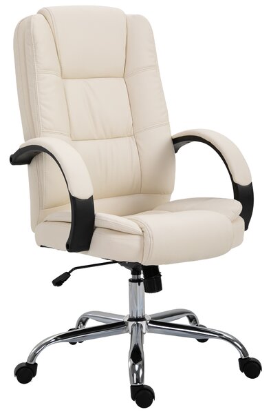Vinsetto High Back Executive Office Chair Swivel PU Leather Ergonomic Chair, with Padded Arm, Adjustable Height, Beige
