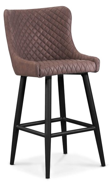 Brooklyn Brown Faux Leather Breakfast Bar Stool with Back | Roseland