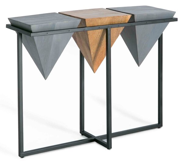 Freya Pyramid Console Table | Acacia & Grey | Pyramid Shaped End Table | Roseland Furniture