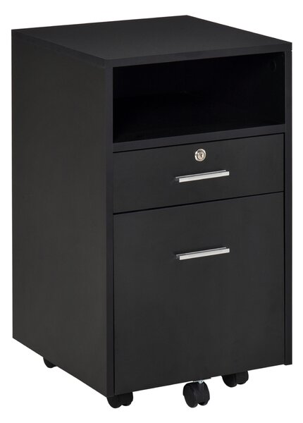 Vinsetto Mobile File Cabinet Lockable Storage Unit Cupboard Home Filing Furniture for Office, Bedroom and Living Room, 39.5x40x60cm, Black