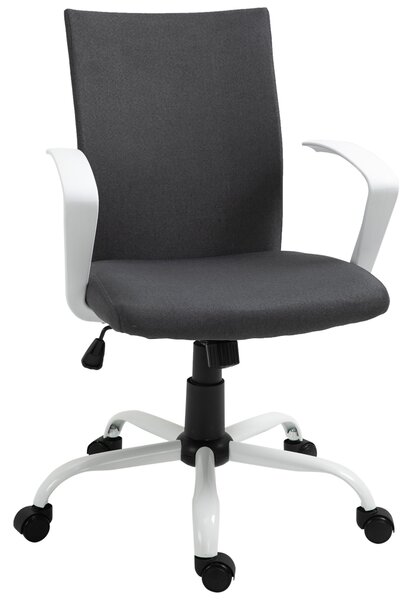 Vinsetto Office Chair Linen Swivel Computer Desk Chair Home Study Task Chair with Wheels, Arm, Charcoal Grey