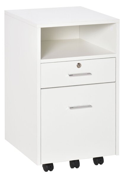 Vinsetto Mobile File Cabinet Lockable Storage Unit Cupboard Home Filing Furniture for Office, Bedroom and Living Room, 39.5x40x60cm, White