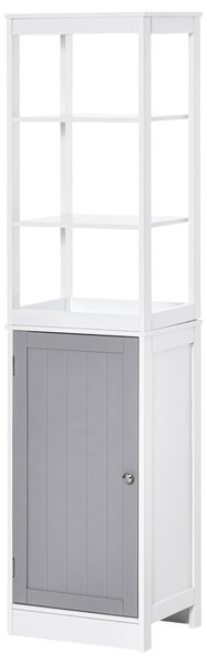 Kleankin Tallboy Bathroom Storage Cabinet, Slimline Free Standing Unit, Multi-Purpose for Bathroom Living Room Kitchen, White