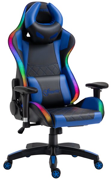 Vinsetto Racing Gaming Chair with RGB LED Light, Lumbar Support, Adjustable Height, Swivel Home Office Computer Recliner High Back Chair