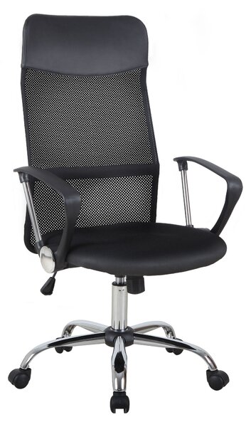 HOMCOM Swivel Office Chair Mesh Fabric Executive Chair Seat Home Desk Chairs Armchair with Wheel, Black