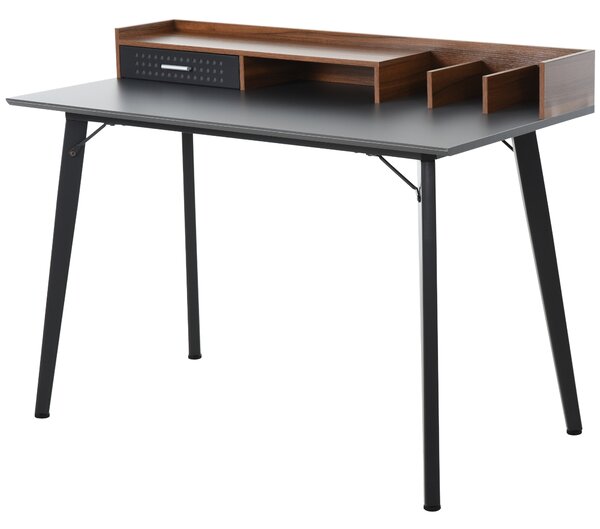 HOMCOM Modern Computer Desk Laptop Writing Table w/Hutch 1 Drawer workstation Home Office Furniture Brown and Black