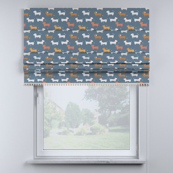 Roman blind with pompoms