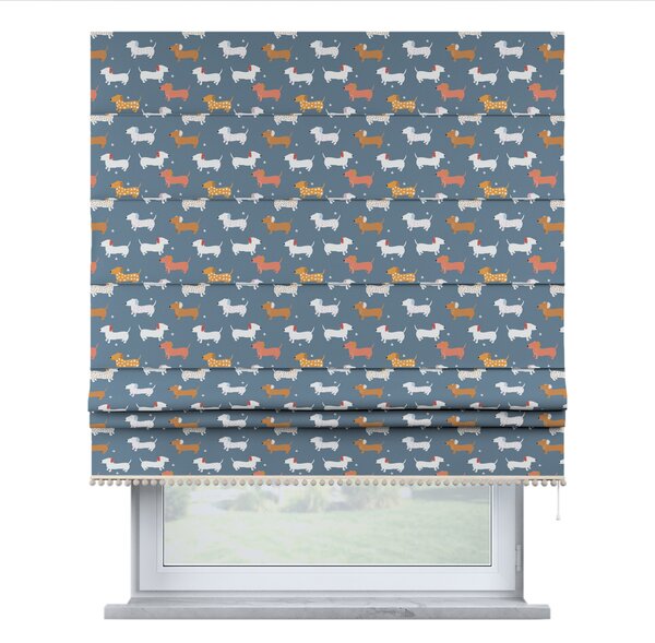 Roman blind with pompoms