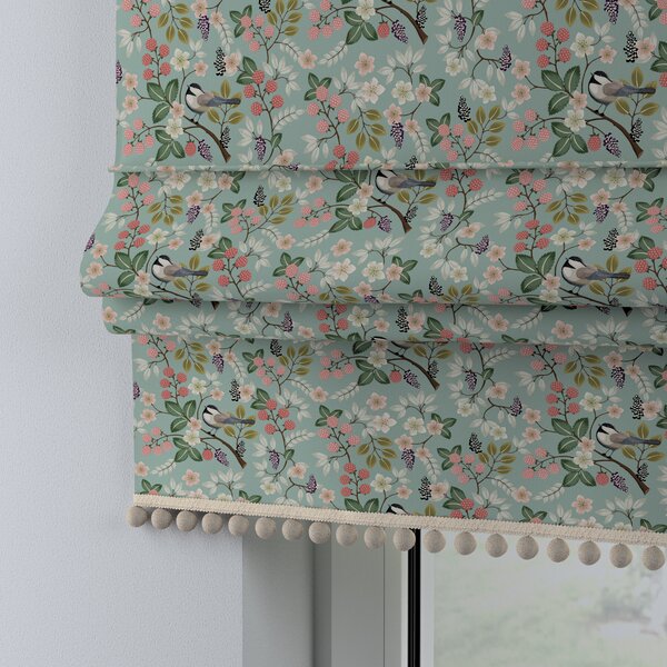 Roman blind with pompoms