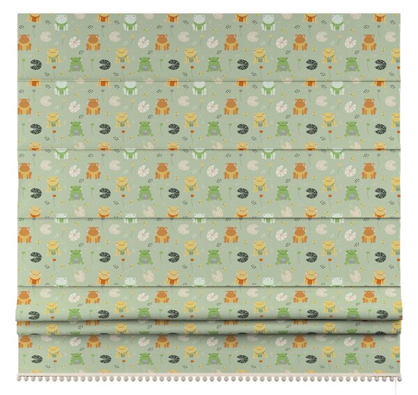 Roman blind with pompoms