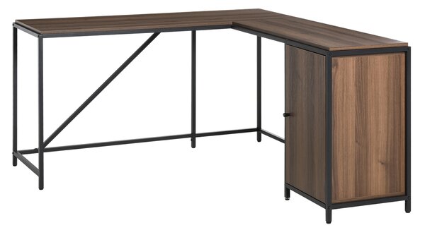 HOMCOM L-Shaped Computer Corner Desk with Cabinet, Adjustable Shelf, PC Table Workstation for Home Office, Space-Saving, Industrial Style