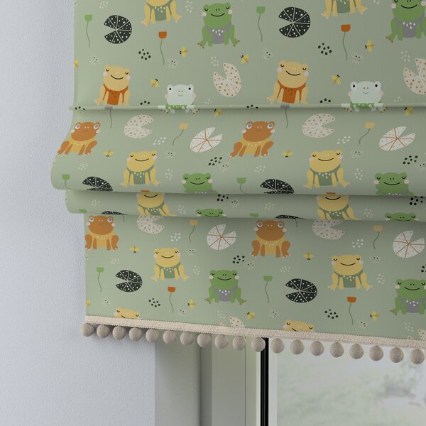 Roman blind with pompoms