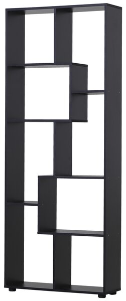 HOMCOM 8-Tier Bookshelf: Freestanding Melamine Display Unit, Anti-Tip Pads, Modern Black Grid Storage Stand
