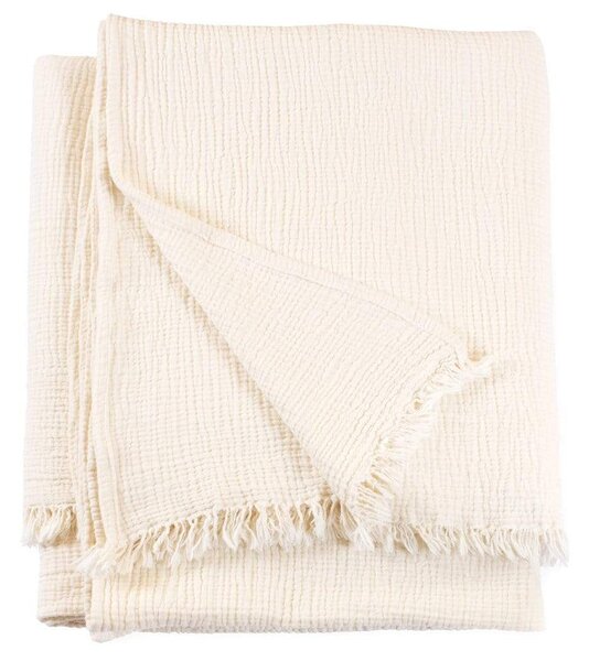 Chalk Crinkle Cotton Throw Blanket - Small / Cream / Cotton