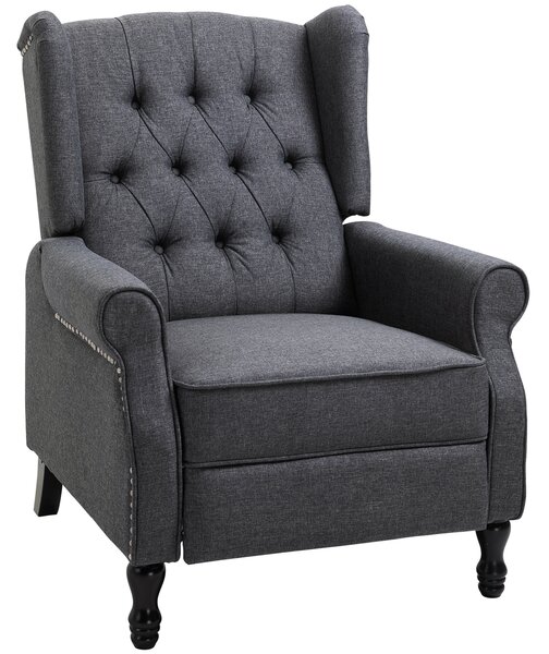 HOMCOM Recliner Sofa Armchair with Footrest Vintage Design Dark Grey
