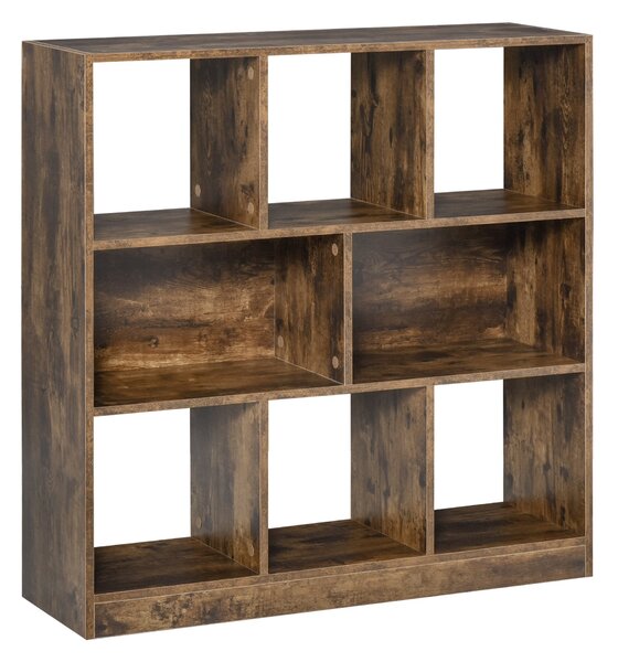 HOMCOM Rustic Bookcase: 3-Tier Storage Shelf Display Rack for Home Office, Living Room, Playroom