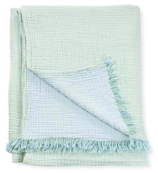 Lagoon Crinkle Cotton Throw Blanket - Small / Green / Cotton