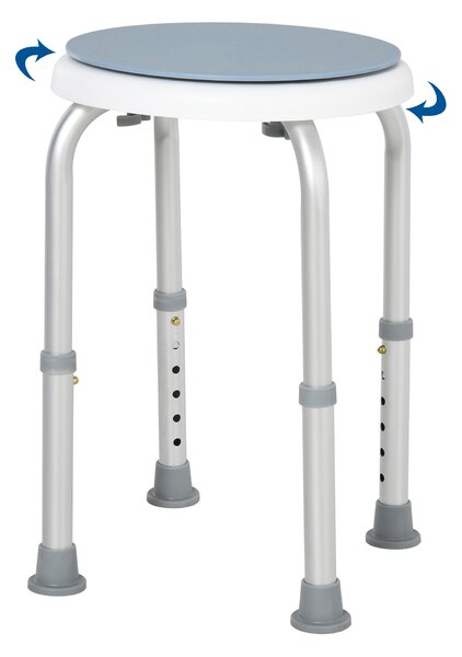 HOMCOM Swivel Shower Seat, Adjustable Height, Aluminium Frame, Non-Slip Feet, Safe Support Chair for Home Assistance, White