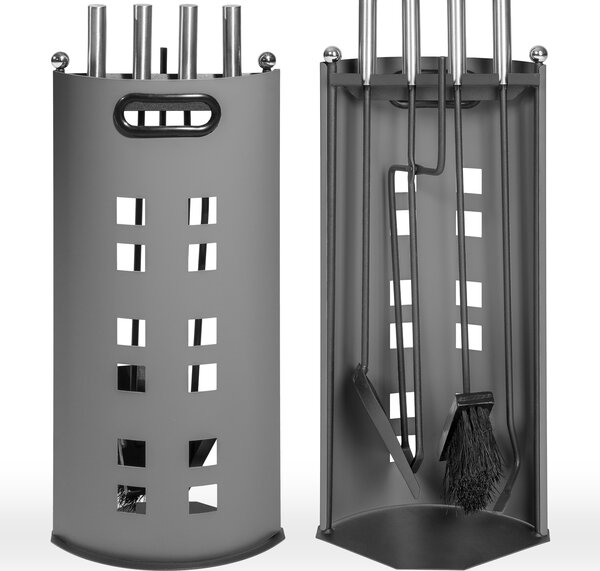 Tectake 400592 fireplace accessories set - grey