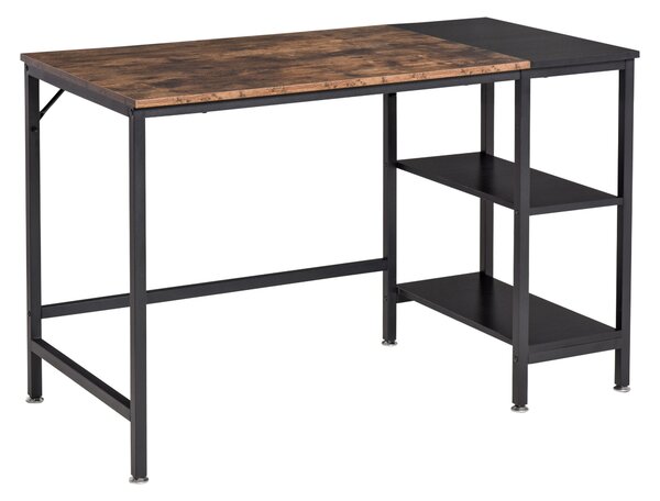 HOMCOM Computer Desk, Home Office Desk for Study, Writing with 2 Storage Shelves on Left or Right, Steel Frame, 120x60x76cm