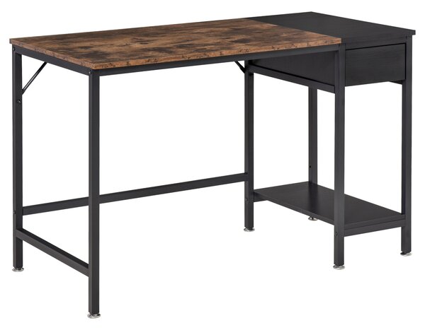 HOMCOM Computer Desk, Home Office Workstation for Study, Writing with CPU Stand and Drawer, Steel Frame, 120x60x75cm