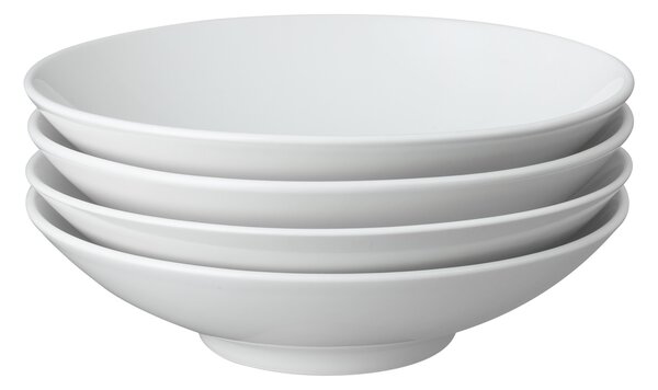 Porcelain Classic White Set Of 4 Pasta Bowls