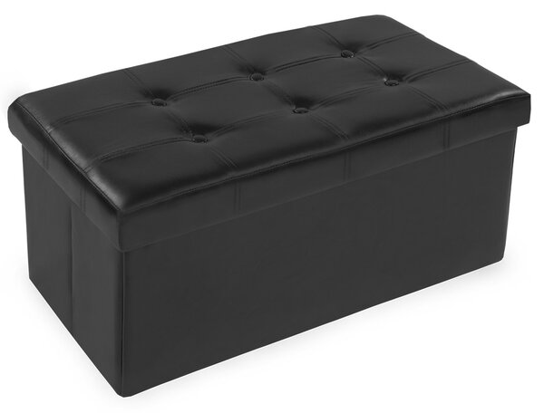 Tectake 400867 storage bench made of synthetic leather 80x40x40cm - black