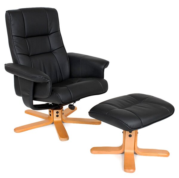 Tectake 401058 tv armchair with stool model 1 - black/beige