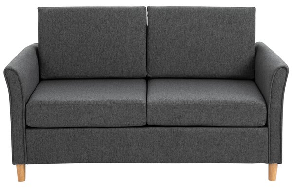 HOMCOM Sofa Double Seat Compact Loveseat Couch Living Room Furniture with Armrest Charcoal Grey