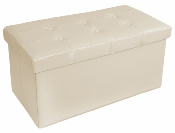 Tectake 401461 storage bench made of synthetic leather 80x40x40cm - beige